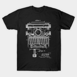 Typewriter Vintage Patent Hand Drawing T-Shirt